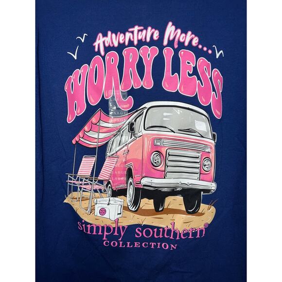 NWT Simply Southern Tee Adventure More Worry Less Women L - Picture 1 of 5